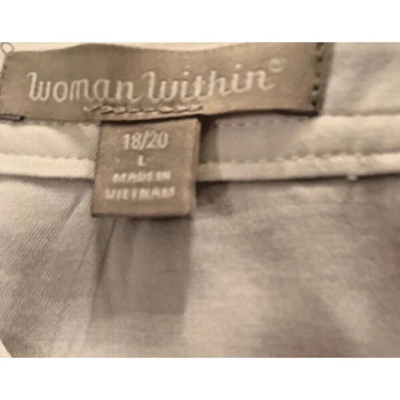 Woman Within Plus 1X-18/20 White Semi-Sheer V- Tab Neckline Long Sleeve Blouse - Picture 6 of 6